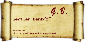 Gertler Benkő névjegykártya